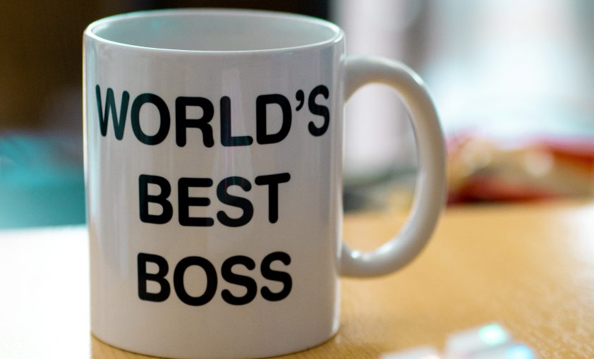 Photo of coffee mug with 'world's best boss' inscription